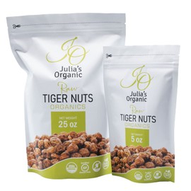 Julia's Organic Tiger Nuts Snacks, Raw Tigernuts, Low Calorie, Paleo Perfect, Gluten Free Snack, Non-GMO, Prebiotic Rich Fiber, Great Taste - 30oz