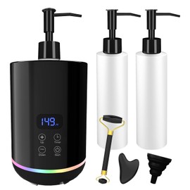 Yofuly Lotion Warmer, Massage Oil Bottle Digital Heater with Atmosphere Light, Portable Electric Cream Heated Dispenser Gua Sha Roller Kit for Spa, Salon and Home Use, Black