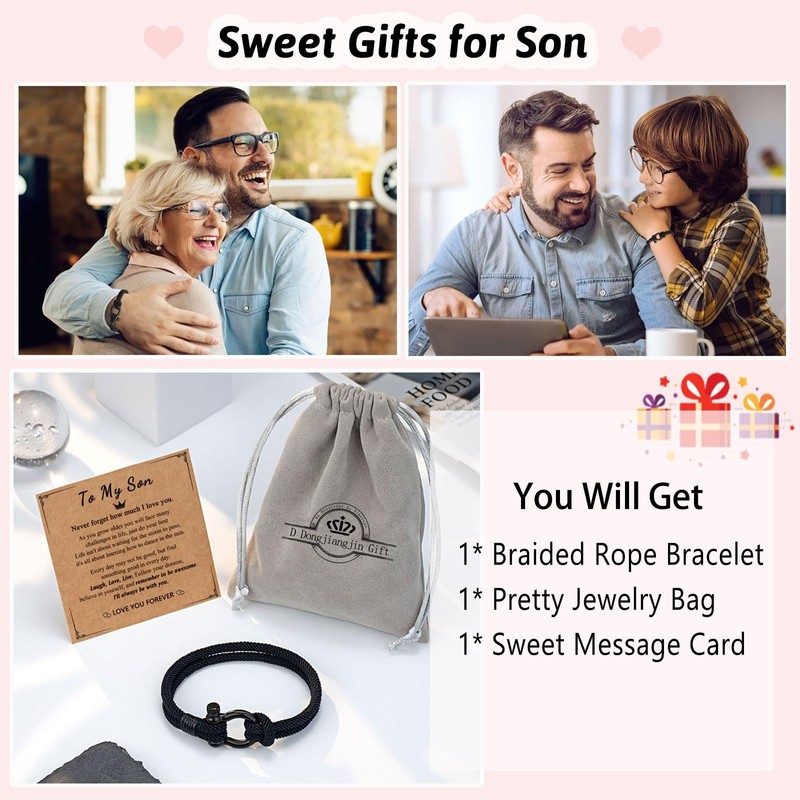 Son Gifts from Mum, Son Bracelet Gifts for Teenage Teen