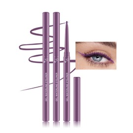 Purple Gel Eyeliner Pencil-2Pcs Super Soft and Smooth Waterline Eyeliner, Eye Liner Pen Waterproof Smudge-Proof, Long Wear Colorful Eyeliner Gel, Matte Cream High Pigment Eyeliner Makeup for Women-B5