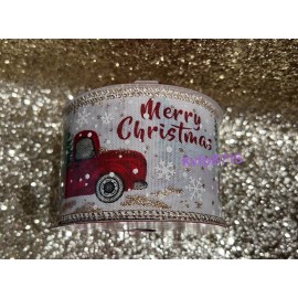 Merry Christmas, Christmas Tree Wired Edge Ribbon - 2.5” x 30 Ft Christmas Craft