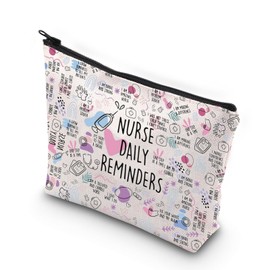 WCGXKO Nurse Gift Nurse Daily Reminders Motivational Zipper Pouch Makeup Bag (Nurse Daily CA)