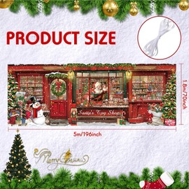 Wovweave Christmas Garage Wall Banners - Santa's Toy Shop Mural Backdrop for Holidays & New Year Party Decor