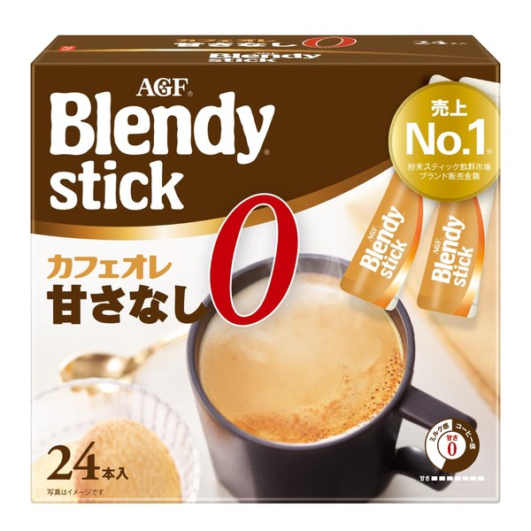 AGF Blendy Stick Cafe au Lait No Sweetness, 24 Sticks
