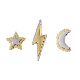 3 Pairs Star, Moon and Lightning Stud Earrings For Women Girls Minimalist 925 Fashion Sterling Silver 18k Gold Plated and Platinum Plated Hypoallergenic Jewellery with Gift Bag