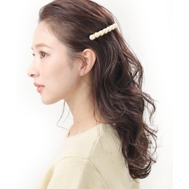 Vingtaine H-525 Pearl Barrette, Simple, Hair Accessory, Large, Classical