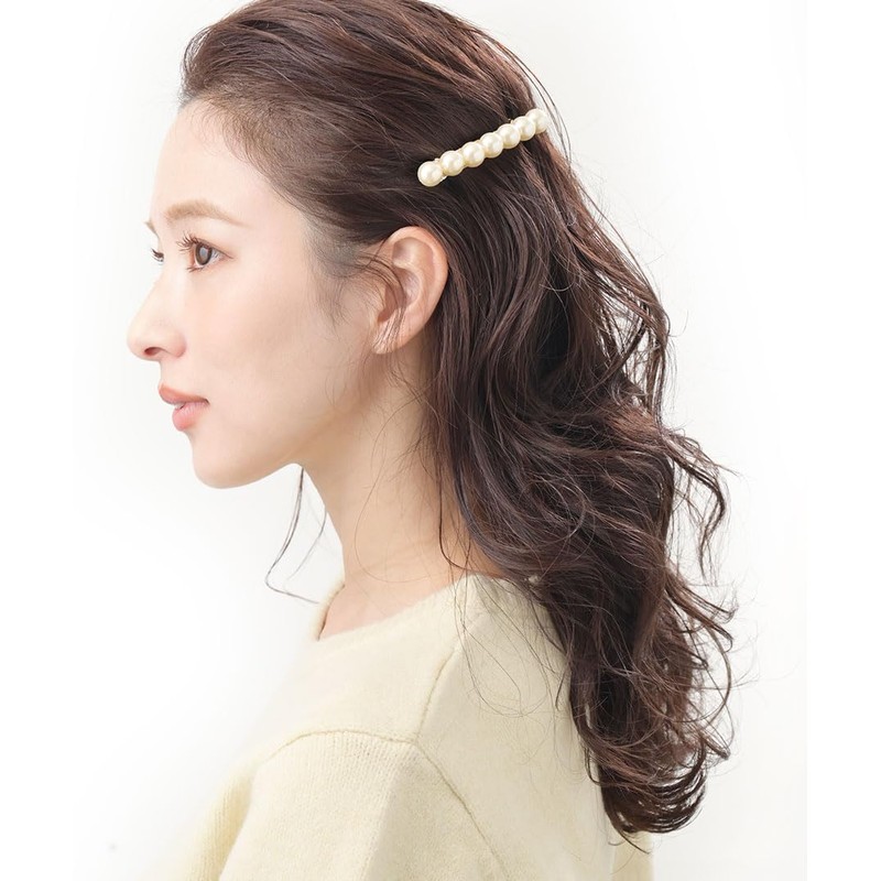 Vingtaine H-525 Pearl Barrette, Simple, Hair Accessory, Large, Classical