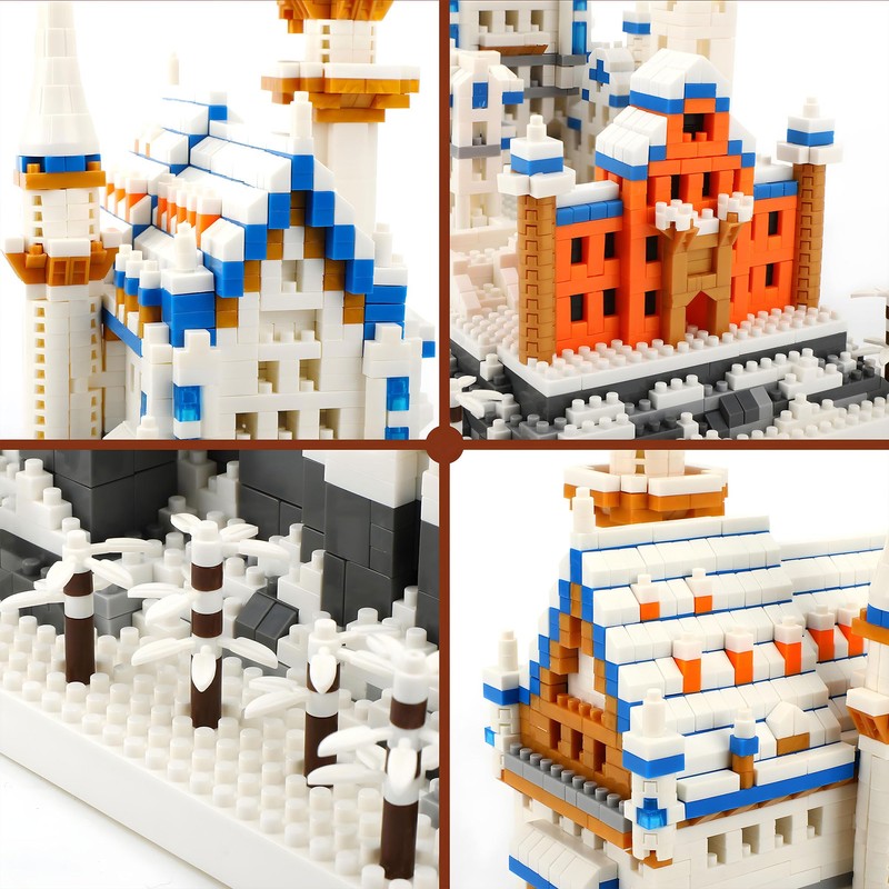 Seyaom Germany Swan Stone Castle Mini Bricks Kit, Light-Up World