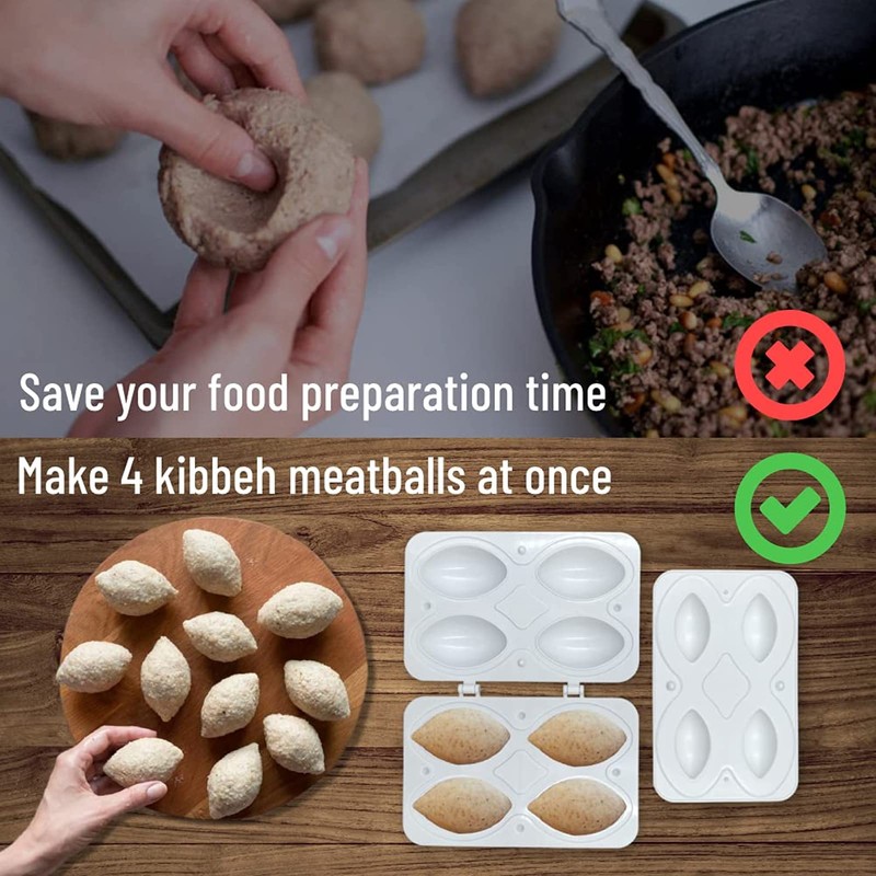 Pack of 2 Kibbeh Roll Maker Mould 4/9 Grid Plastic