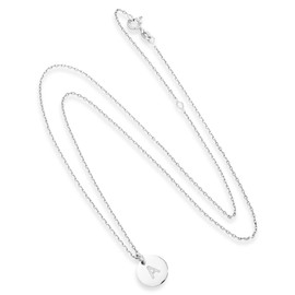 Miabella 925 Sterling Silver or 18K Yellow Gold Over Silver Round Initial Pendant Necklace for Women 18 + 2 Inch Chain, Dainty Letter Necklace Made in Italy (G, sterling silver)