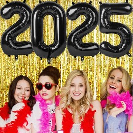 40 Inch 2025 Number Balloons, 2025 Balloons, Large Foil Happy New Year Balloons for 2025 New Year Eve Party Supplies, New Years Decorations, Christmas, Graduations, Birthday, Black