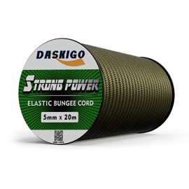 DASKIGO Elastic Bungee Shock Cord 3-8mm (Army Green, 1/5'' x 66FT)