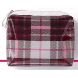 Ulta Large Clear Pink Plaid Makeup Cosmetic Bag