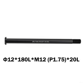 Bicycle Thru Axle Replacement Part Fits Both Front & Rear Size Options 12/15mm (Φ12 x 180L x M12 (P1.75) x 20L