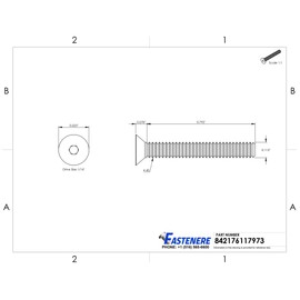 4-40 x 7/8" Flat Head Socket Cap Screws, Allen Socket Drive, Stainless Steel 18-8, Full Thread, Bright Finish, Machine Thread, Quantity 100 by Fastenere