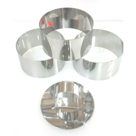 SUNRISE Stainless Steel Cookie Cutter & Ring Set (3 Rings 1 Tamper, 4 Pieces)