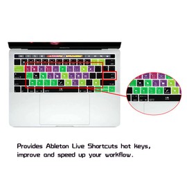 HRH Ableton Live Shortcuts Hotkey Silicone Keyboard Cover Skin for MacBook Pro with Touch Bar 13 Inch and 15 Inch(A2159/A1989/A1706,A1990/A1707) 2019 2018 2016 2017 Release US Version