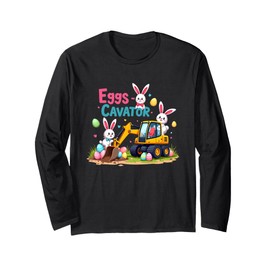 Bunny Easter Excavator Eggs-Cavator Toddler Boys Kids Easter Maglia a Manica