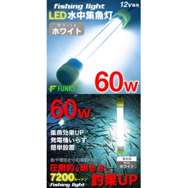 funks 60W LED Fish Collecting Light, White, 12 V