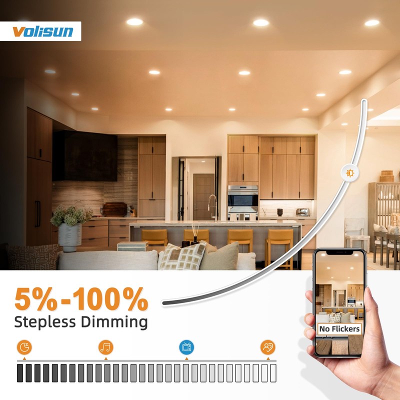 VOLISUN 12 Pack 6 Inch 5CCT Recessed Light with Night