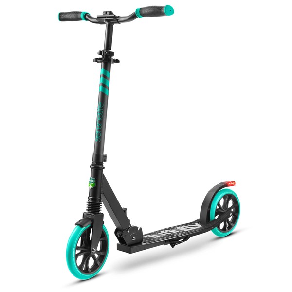 SereneLife Foldable Kick Scooter - Stand Kick Scooter for Teens and Adults with Rubber Grip at Tip, Alloy Deck, Adjustable T-Bar Handlebar Height, Smooth Gliding Wheels, Easy Maneuvering