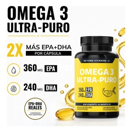 Omega Ultra Aceite Pescado 360mg Epa 240mg Dha Forma Peces Agua Frias Contenido Certificado Analisis Laboratorio Externo Beyond Vitamins Cápsulas