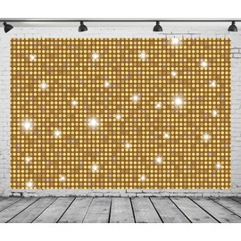 CORFOTO 7x5ft Fabric Gold Shining Photography Backdrop Sparkle Golden Particles Speckle Background Disco Dance Birthday Party Decorations Wedding Anniversary Photoshoot Booth Studio Props