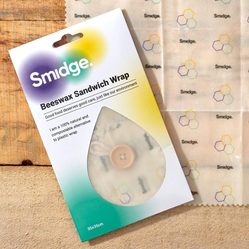 Smidge Beeswax Sandwich Wrap 35 x 35cm, Compostable Alternative to