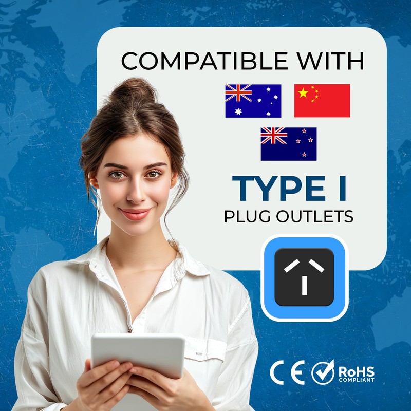 Orei 2 in 1 USA to Australia/China Adapter Plug (Type