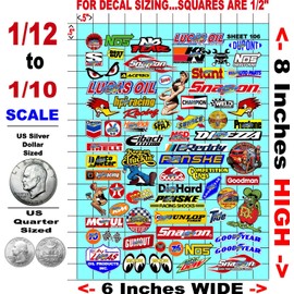 White Vinyl Sticker Sheet 106 Variety - 1/12 to 1/10th Scale R/C Model Decal Sticker Sheet Radio Control Lexan Body