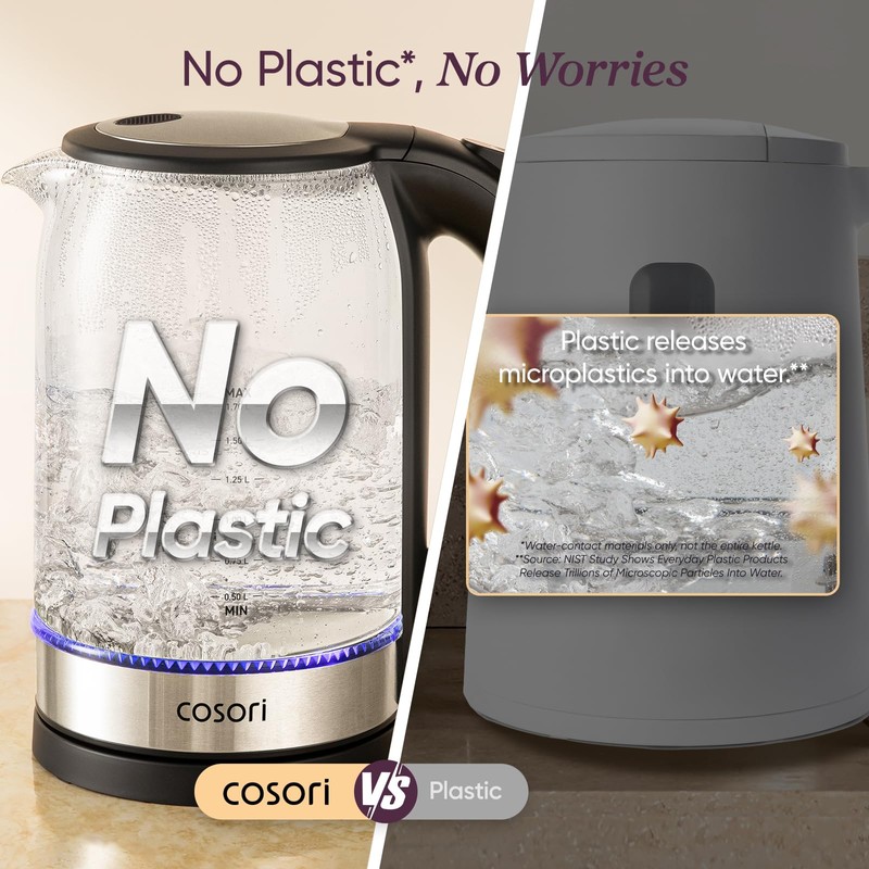 Cosori Electric Kettle, No Plastic Contact With Water, Wide Mouth