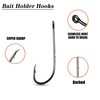 130pcs Baitholder Fishing Hooks Set Carbon Steel Black Barbed Baitholder