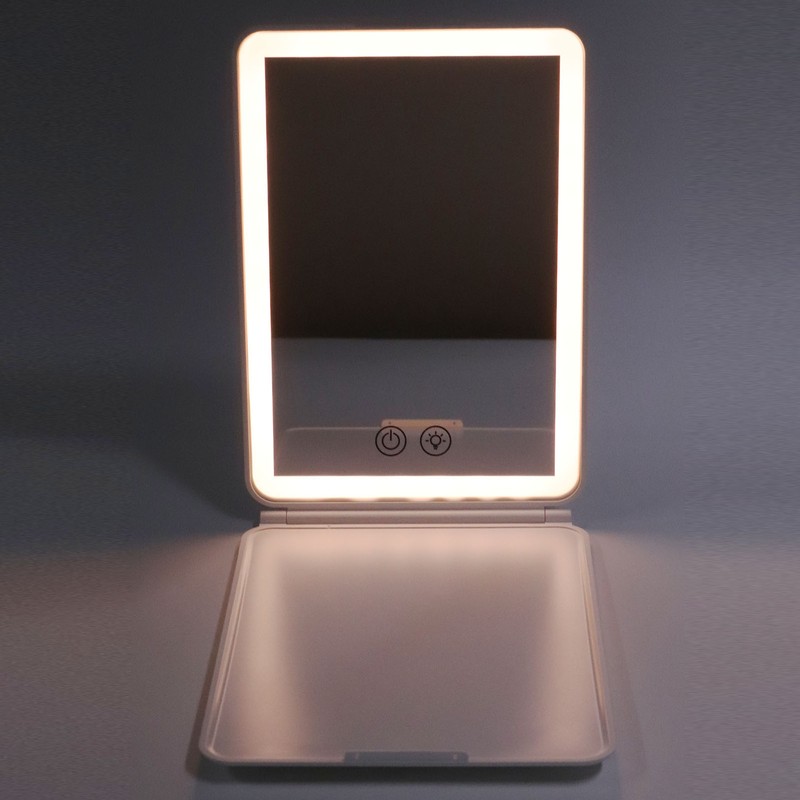 Lighted Makeup Mirror White Rechargeable ABS Housing Adjustable Brightness Portable