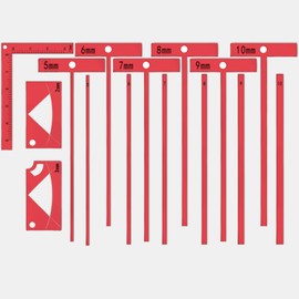 14-Piece Book Binding Ruler Set, Includes T-Shaped, Cutting Angle, and L Rulers, Acrylic Material (Fluorescent Pink)