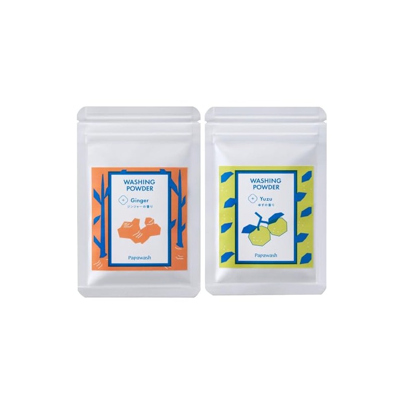 Papa Wash Washing Powder, Yuzu and Ginger Scent, Set of