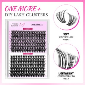 VEYESBEAUTY Lash Clusters Eyelashes Cluster Lashes Extensions One More+ Multi-type Lash Cluster Kit False Eyelashes Wispy Lash Clusters Kit (40D+50D kit, 8-16mm)