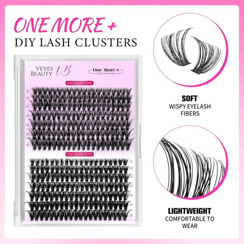 VEYESBEAUTY Lash Clusters Eyelashes Cluster Lashes Extensions One More+ Multi-type