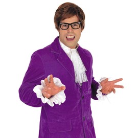 Fun Shack Mens 60s Movie Gigolo Costume Adults Man Of Mystery Purple Suit Outfit, M, 60s Gigolo Purple