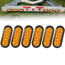 6PCS Amber LED Oval Tail Trailer Lights, 6 inch LED Stop Turn Signal