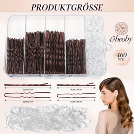 460-Piece Hair Pins and Hair Bobbles Set, 220 Bobby Pins, 2 Sizes and 240 Hair Bobbles with Storage Box for Women, Girls, Wedding Hairstyles (Brown)