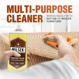 Milsek Furniture Polish, Lemon Oil Furniture Cleaner and Polish Cloth, 12 fl oz