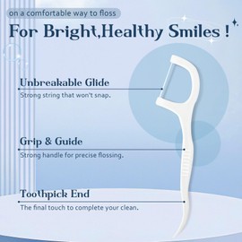 50 Count Dental Floss Picks, Individually Wrapped Flossers for Adults Multi-Color Oral Care, Disposable Tooth Floss Picks for Teeth, Travel Floss Bag for Hotel, Restaurant, Office, Car