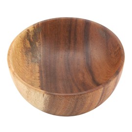 Miskall Salad Bowl, Rustic Wooden Bowl, Acacia Wood, Round Bowl for Spices, Rice, Handmade Kitchen Utensil (16 x 7 cm), Wooden Serving Spoon Set, Bowl Kitchen Utensil Set