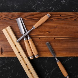 logyues Woodworking Precision Steel Wooden Handle Chisel Set with Storage Bag and Grinding Stone and Wooden Handle Claw Hammer