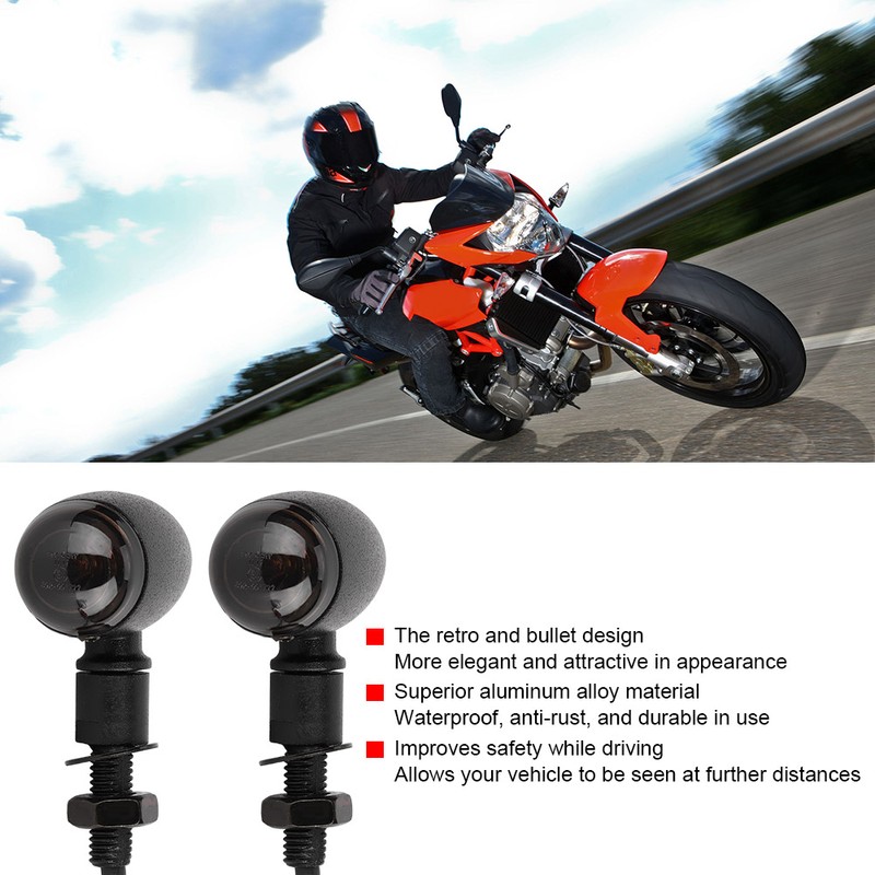 Retro Bullet Motorcycle Taillights Brake Turn Signal Light Indicator Black