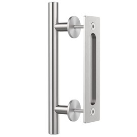 ZEKOO 12'' Sliding Barn Door Handle Hardware Two-Side Design Brushed Finish Stainless Steel Garden Gate Shed Pull Handle