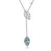 HUKKUN Lariat Leaf Necklace Sterling Silver Moss Agate Leaf Y