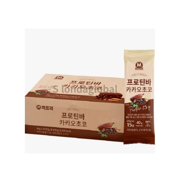 Meatri Cacao Choco Meal Replacement Protein Bar, 20 packs (1 pack) / 미트리 카카오초코 식사대용 프로틴바 20입 1개