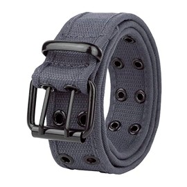 Gelante Canvas Double Grommet Hole Belt 12 Colors (Grey, Small)