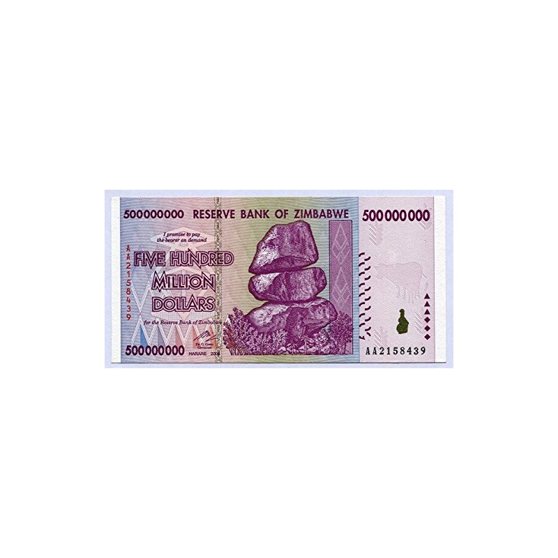 Zimbabwe Pick No. 82 2008 500 Million Dollars (Banknotes for
